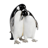 Pair of Penguins Hand Painted Metal Trinket Box - Black
