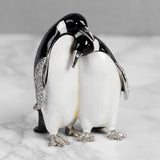 Pair of Penguins Hand Painted Metal Trinket Box - Black