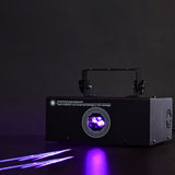 Citronic Animate Smart RGB Animation Laser by AVSL, compact black metal housing with mounting bracket, projecting purple beams on a dark background.