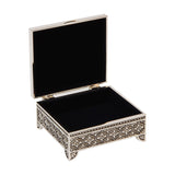 Art Deco Square Silverplated Trinket Box with Feet - Silver