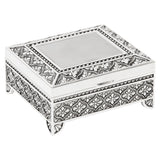 Art Deco Square Silverplated Trinket Box with Feet - Silver