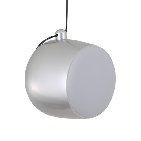 The Mono LED Pendant Light - Grey features a modern round design with a smooth metallic finish, matte white front, and black hanging cord—ideal for stylish kitchen lighting or as an elegant LED pendant light.