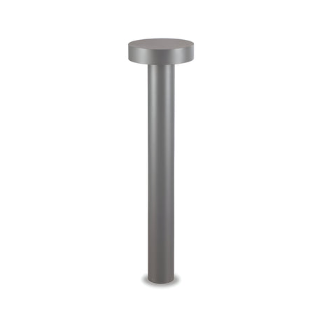 The Gloara Outdoor Bollard Light in anthracite, standing 80cm tall with a sleek, metallic cylindrical shape and round top, is showcased against a plain white background. Its modern, minimalist design paired with an IP44 rating makes it ideal for urban settings.