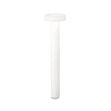 The Gloara Outdoor Bollard Light in white, standing at 80cm, features a minimalist design with a cylindrical base and flat circular top, making it ideal for illuminating contemporary gardens against a plain backdrop.