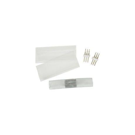 LYYT 3-pin straight coupler for LED rope light, showing two clear heat-shrink sleeves, two metal 3-pin connectors and the coupler body on a white background.
