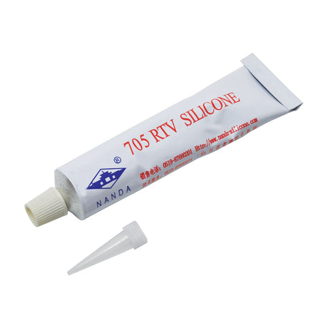 LYYT 705 RTV Silicone Glue tube for LED strip waterproofing with cream cap and precision nozzle tip, shown on a plain white background.
