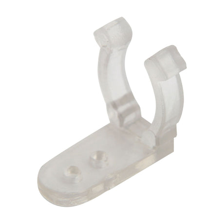 LYYT translucent nylon mounting clip for rope light and LED tube light, with curved gripping arms and a flat base with two screw holes, on white.