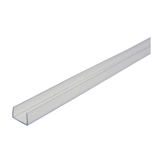 LYYT 2m clear polycarbonate U-channel mounting profile for LED rope light, shown diagonally on a plain white background.