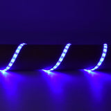 LYYT DIY-B60 waterproof blue LED strip kit by AVSL, flexible IP65 tape draped in three glowing curves against a dark surface.