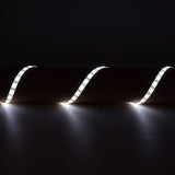 LYYT 12V LED strip light kit shown as three illuminated cool white 6000K tape sections draped on a dark surface, IP65 silicone-coated flexible LED tape.