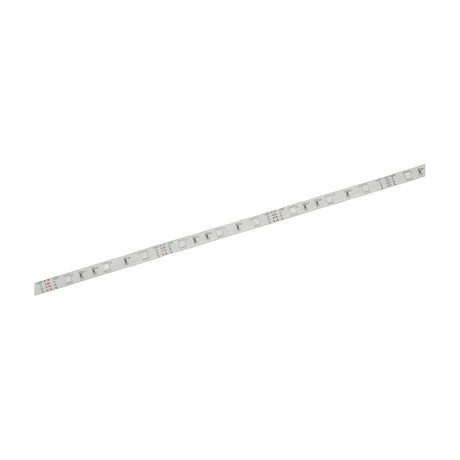 LYYT DIY-RGB30 RGB LED strip light by AVSL shown uncoiled diagonally, flexible IP65 tape with evenly spaced SMD5050 LEDs on a plain background.