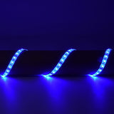 LYYT DIY-RGB30 RGB LED strip light kit by AVSL, shown as three flexible illuminated sections glowing blue against a dark background.