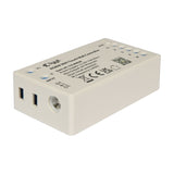 LYYT RGBW LED Strip WiFi Touch Wall Controller in white ABS casing with screw terminals, DC barrel input and reset button, on a plain background.