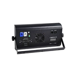 Rear view of the Citronic SpectraBox 240W LED blinder showing power in/out twist-lock connectors, DMX XLR ports, cooling fan, display and control buttons.