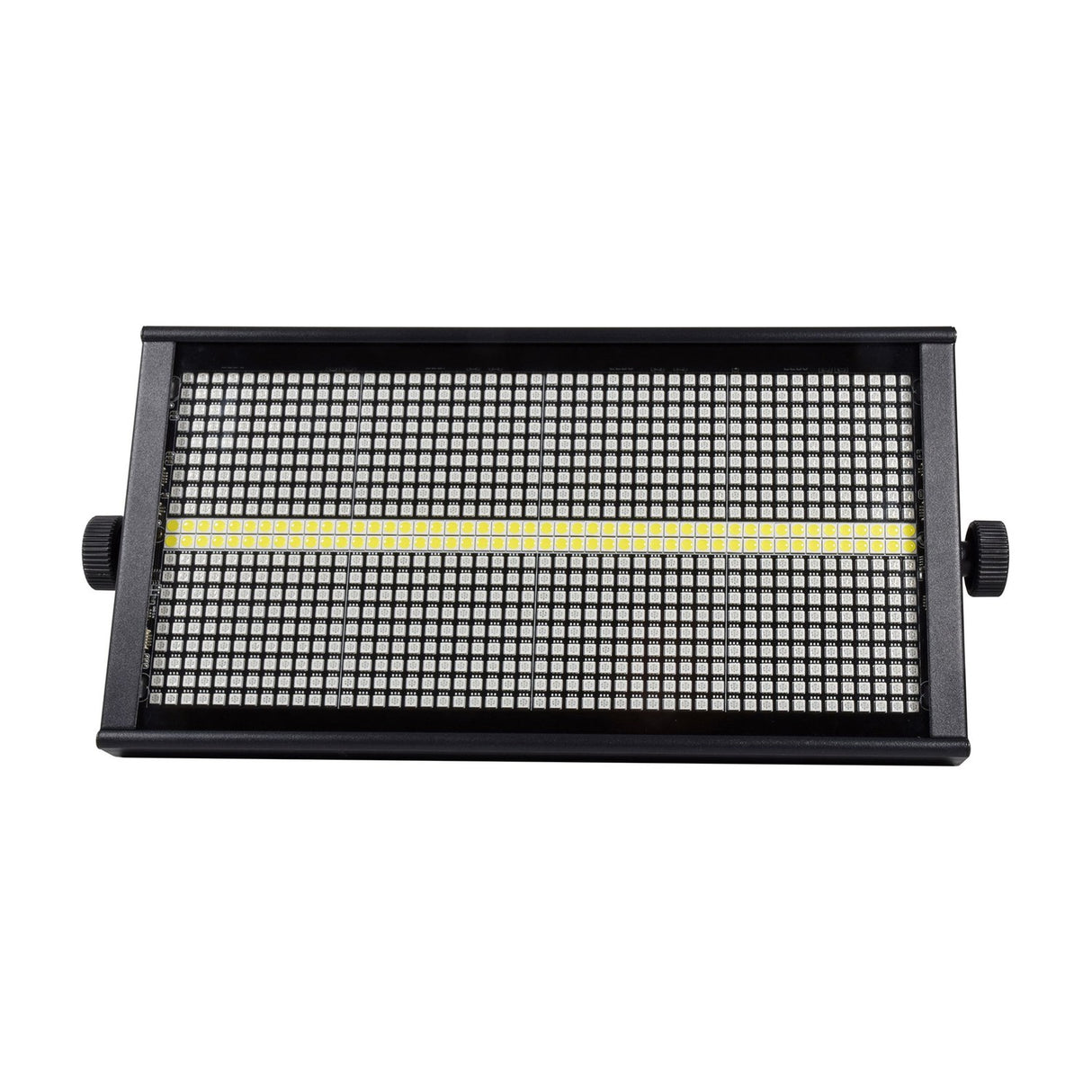 Citronic SpectraBox 240W LED colour blinder and strobe with RGB and white SMD LED panel, black metal chassis and side thumbscrew brackets on white.