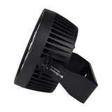Side view of the Citronic SilentPAR-216 RGBWA+UV PAR can light, showing the finned black metal chassis and mounting bracket on a white background.