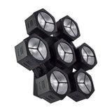 Citronic CosmoPAR PAR light by AVSL with seven hexagonal matte black heads in a honeycomb cluster, each fitted with a mesh-guarded RGBW COB LED.