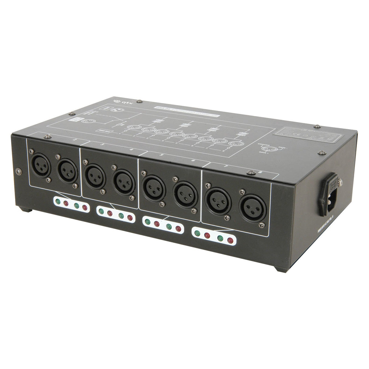 QTX DMX-D8 - 8 Way DMX Booster/Distributor