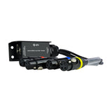 QTX RJ45 to DMX X-core adaptor with four colour-coded female XLR tails and steel mounting bracket, shown on a white background.