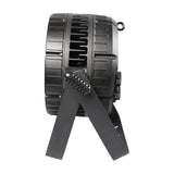 Side view of the Citronic HIPAR-200 weatherproof RGBLA UV PAR can in matte black with ribbed housing and dual mounting bracket on a white background.