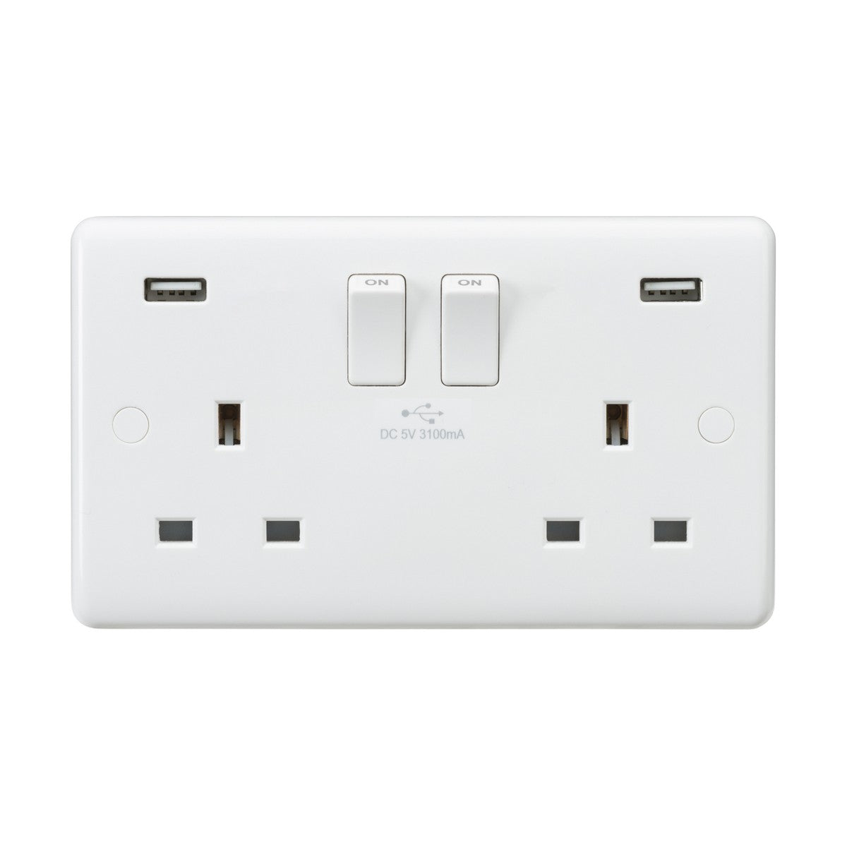 13A 2G SP Switched Socket with Dual USB A+A (5V DC 3.1A shared)