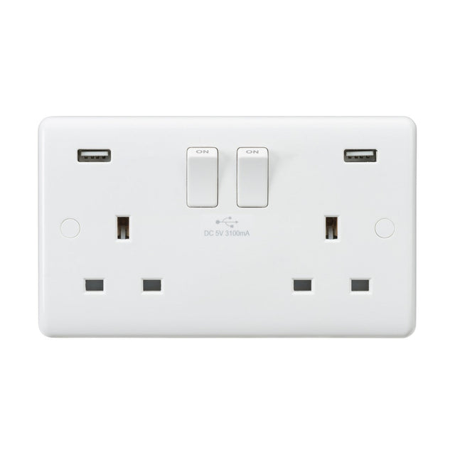 13A 2G SP Switched Socket with Dual USB A+A (5V DC 3.1A shared)