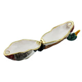 Stone-Set Mallard Duck Metal Trinket Box with Hinged Lid