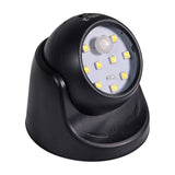 LYYT black ABS motion sensor wall light with nine SMD LEDs and central PIR sensor on a rotating base, shown on a plain white background.