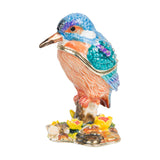 Kingfisher Metal Trinket Box with Yellow Flowers - Blue