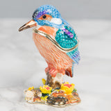 Kingfisher Metal Trinket Box with Yellow Flowers - Blue