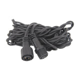 LYYT 5m outdoor string light extension cable in black rubber with IP44 weatherproof two-pin connectors, coiled on a plain white background.