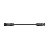 LYYT 5m outdoor string light extension cable in black rubber with IP44 two-pin weatherproof connectors at each end, shown on a white background.