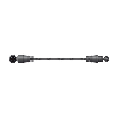 LYYT 5m outdoor string light extension cable in black rubber with IP44 two-pin weatherproof connectors at each end, shown on a white background.