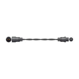 LYYT 5m outdoor string light extension cable with black rubber jacket and moulded two-pin connectors at each end, shown on a white background.