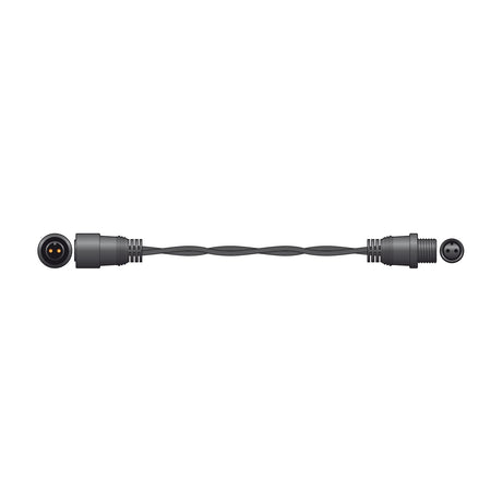LYYT 5m outdoor string light extension cable with black rubber jacket and moulded two-pin connectors at each end, shown on a white background.
