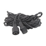LYYT 5m outdoor string light extension cable in black PVC with moulded two-pin male and female weatherproof IP44 connectors, coiled on a white background.