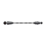 LYYT 5m heavy-duty string light extension cable by AVSL with black rubber jacket and 3-pin male and female IP44 connectors, on a white background.