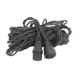 LYYT heavy duty 5m string light extension cable by AVSL, coiled black rubber IP44 lead with 3-pin male and female connectors on a white background.