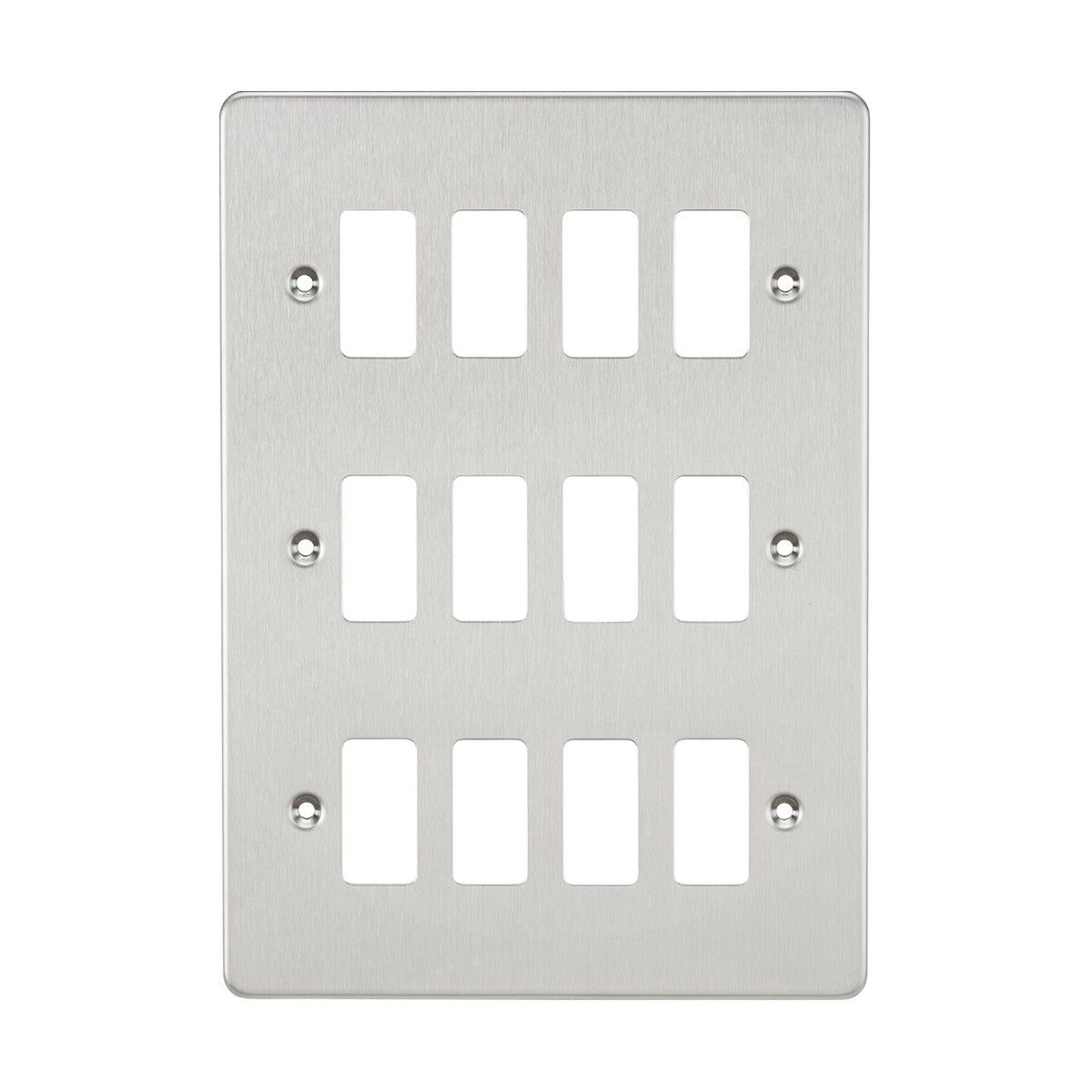 Flat plate 12G grid faceplate - brushed chrome