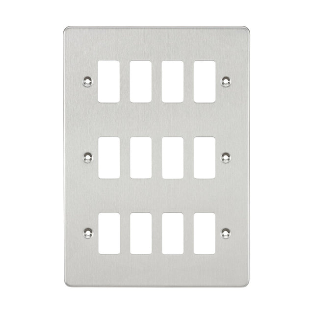 Flat plate 12G grid faceplate - brushed chrome