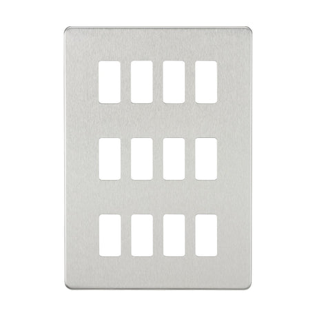 Screwless 12G grid faceplate - brushed chrome