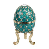 Small Egg Metal Trinket Box with Gold Legs - Light Turquoise