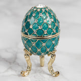 Small Egg Metal Trinket Box with Gold Legs - Light Turquoise