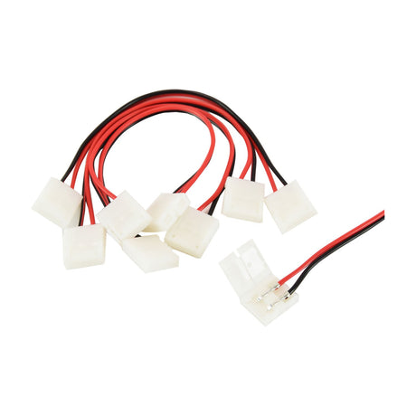 LYYT SC10-F Flexible LED Strip Link pack by AVSL, showing five white snap-fit connectors with red and black 2-core wires on a white background.