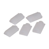 LYYT 10mm dome end caps by AVSL, five frosted white silicone LED tape end pieces arranged on a plain white background.