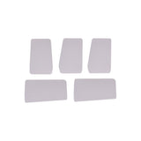 LYYT Side Bend LED tape end cap seal kit by AVSL, five white silicone seals in varied trapezoidal shapes shown on a plain white background.