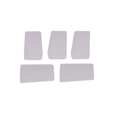 LYYT Side Bend LED tape end cap seal kit by AVSL, five white silicone seals in varied trapezoidal shapes shown on a plain white background.