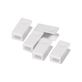 LYYT Side Bend LED Tape End Caps by AVSL, pack of five white metal caps with silicone seals for 4x8mm tape, shown on a plain white background.
