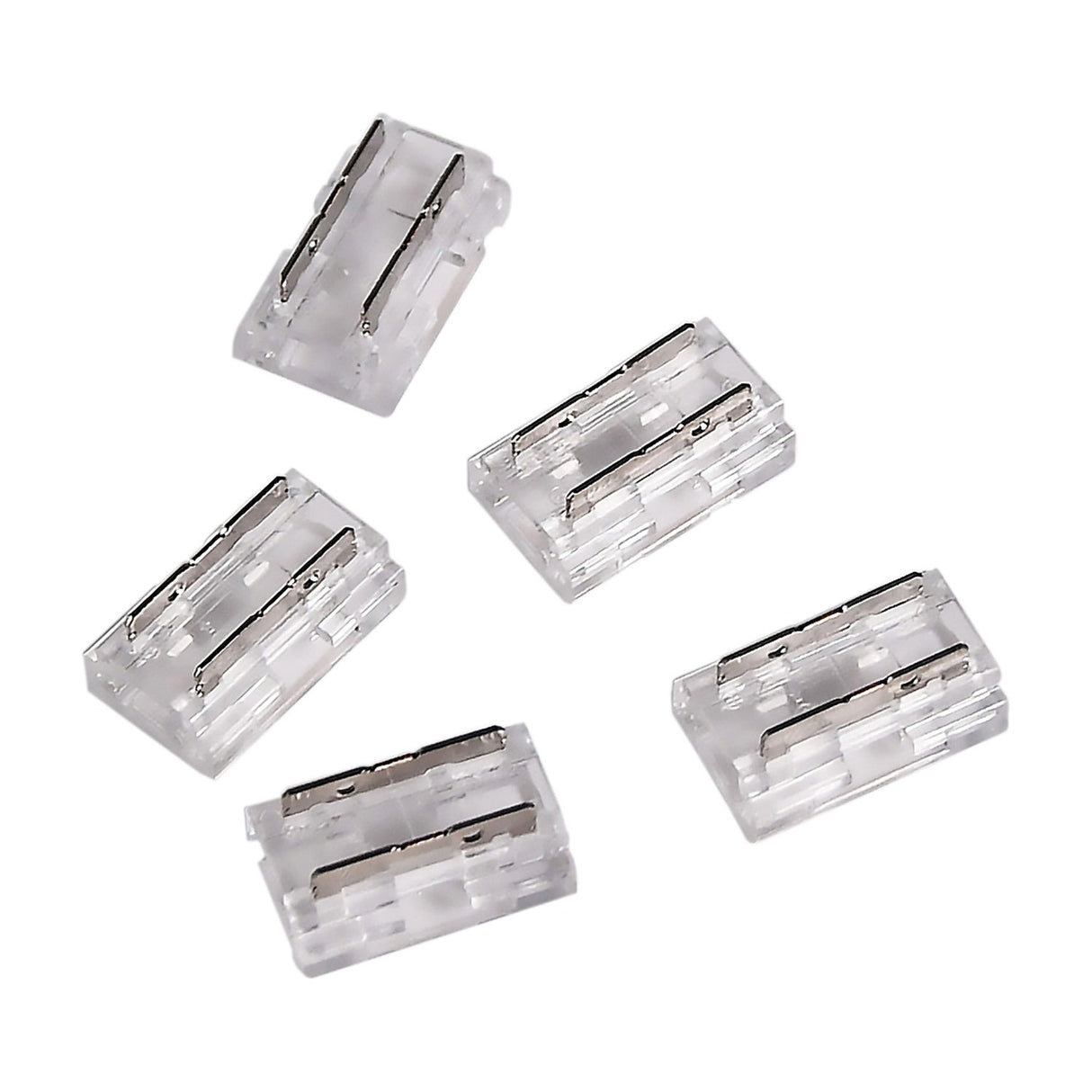 LYYT 9-way 8mm COB tape connectors in transparent housings, pack of five shown on a white background for solder-free LED strip joining.
