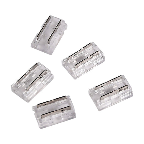 LYYT 9-way 8mm COB tape connectors in transparent housings, pack of five shown on a white background for solder-free LED strip joining.